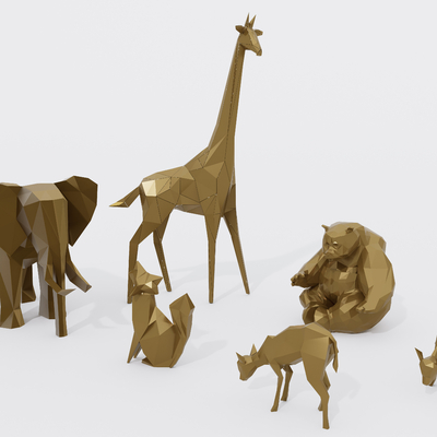 Geometric Sculpture of Animals