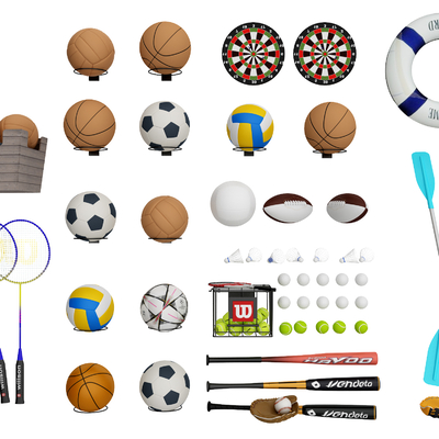 badminton racket basketball football