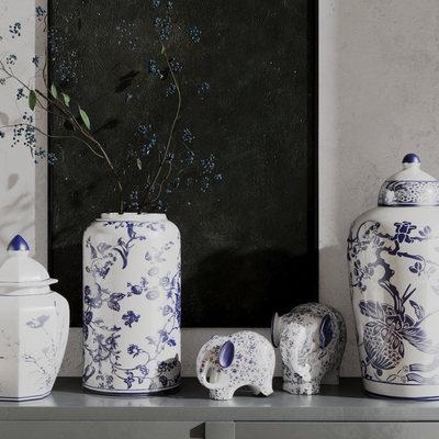 New Chinese-style Blue and White Porcelain Ceramic Ware