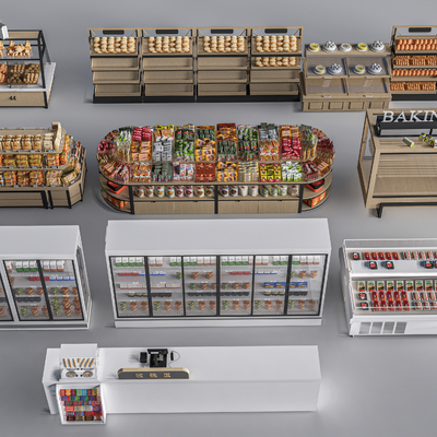 modern supermarket shelves