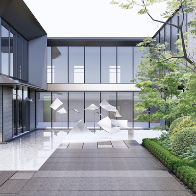 Residential courtyard mid-view