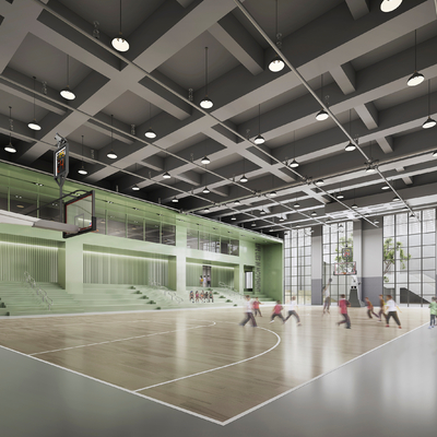 Modern indoor basketball court