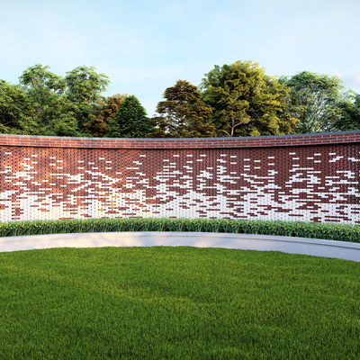 Red brick curved landscape wall