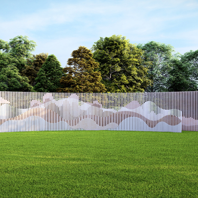 Curved grid landscape wall