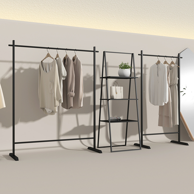 modern clothing store shelves