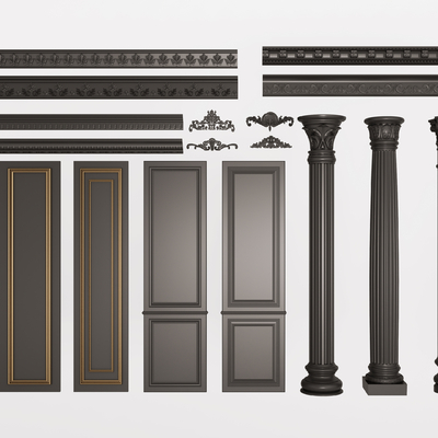 European-style carved plaster line Roman column Panel