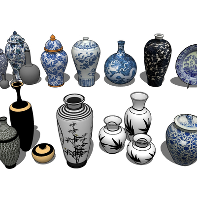 Chinese-style blue and white porcelain pottery porcelain