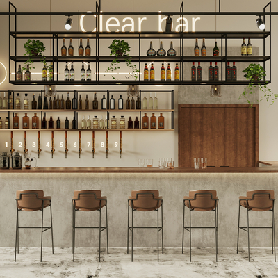 Industrial wind bar bar console