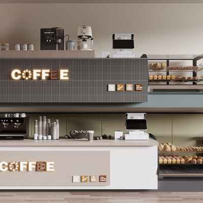 Coffee shop front desk operation counter bar