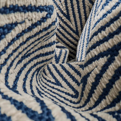 Blue and white herringbone fabric