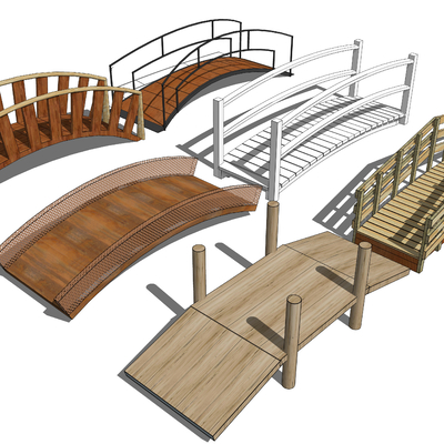 courtyard wooden arch bridge