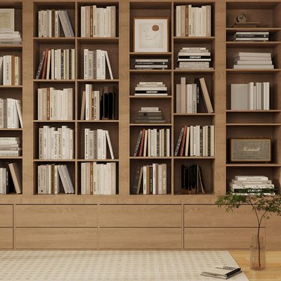 Modern Bookcase Vase Books