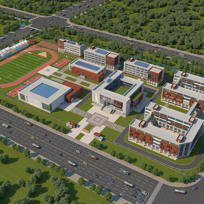 Modern School Aerial View