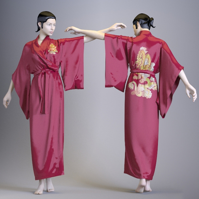 Japanese-style kimono female figures