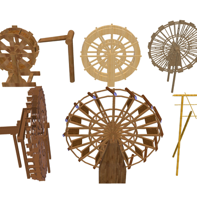 Modern solid wood waterwheel