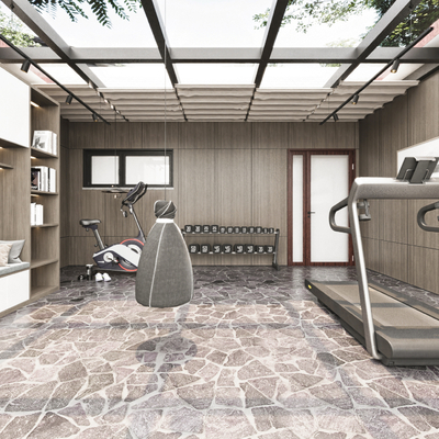 Modern sun room top floor fitness area