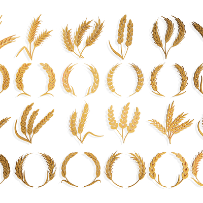 Wheat ear wreath wall decoration icon silhouette