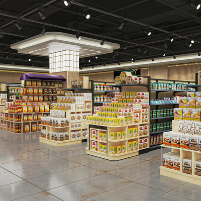 Modern supermarket food area