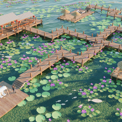 Modern Lotus Waterfront Landscape