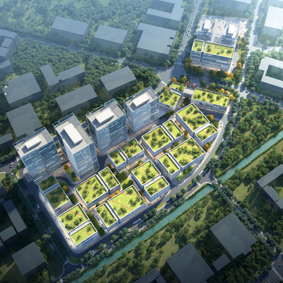 Bird's-eye view of modern industrial park