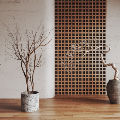 Pot with air-dried branches