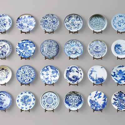 Chinese ceramic plate blue and white porcelain