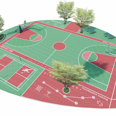 Outdoor basketball court plastic field