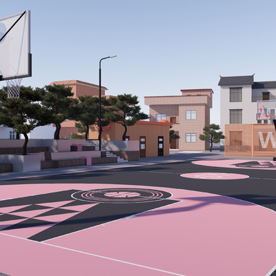 modern basketball court