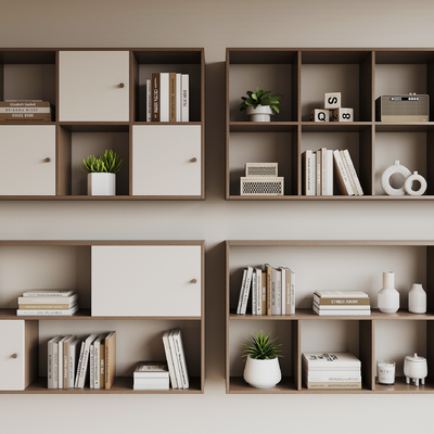 Modern wall-mounted bookcase