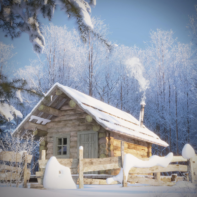 Modern Snow Wooden House