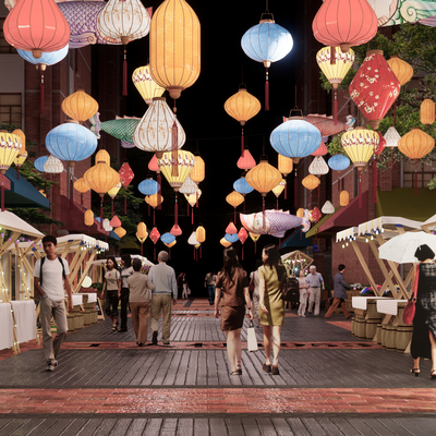 snack street lantern market night market