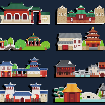 Chinese Architecture Silhouette Wall Decorations Wall Stickers