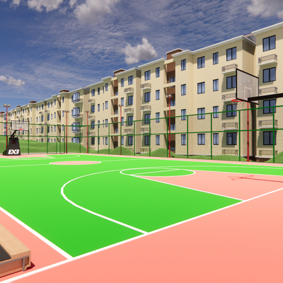 modern basketball court