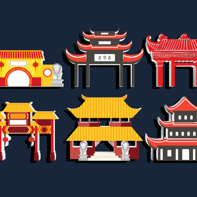 Chinese Architecture Silhouette Wall Decorations Wall Stickers