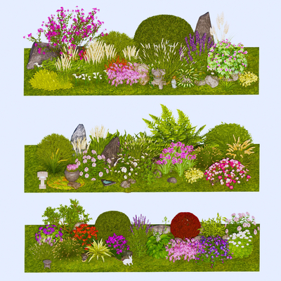 Landscape Shrub Flower Border Ornamental Flowers and Grass Spherical Shrubs