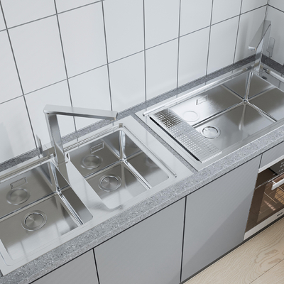 Stainless steel sink double tank