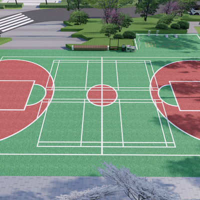 Outdoor basketball court plastic field