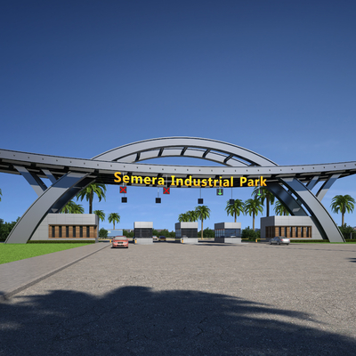 Modern Industrial Park Gate