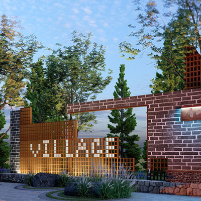 Chinese style village entrance cultural landscape wall