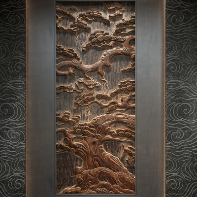 Neo-Chinese Style relief carved wood carving