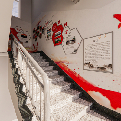 Party building exhibition hall staircase culture wall