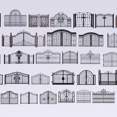 European-style wrought iron gate, courtyard gate, fence, railing, guardrail