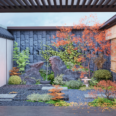 Japanese-style courtyard view