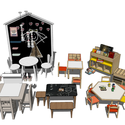 Children's study table and chair cartoon seat