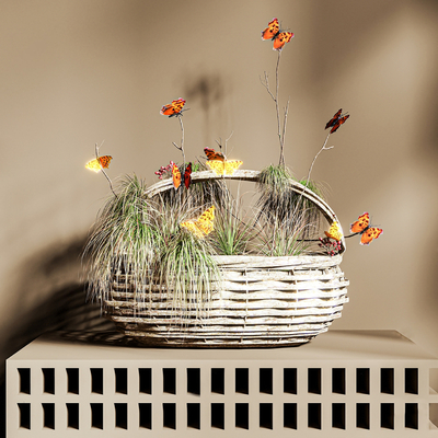 Rattan Flower Basket Dried Flowers Flowers and Flowers Butterflies