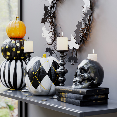 Pumpkin Decoration Candle Holder Candle Skull