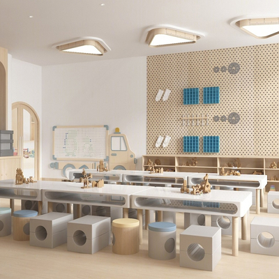 Modern kindergarten woodworking training classroom