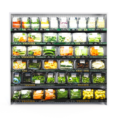 supermarket vegetable shelf