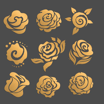 Modern flower rose silhouette Icon