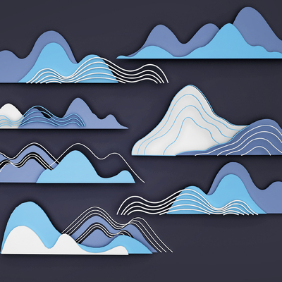 New Chinese-style rockery peak landscape sketch